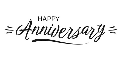Happy Anniversary text. Calligraphy font, lettering template for wedding, birthday, greeting card or banner. Vector illustration.