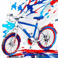 Fototapeta premium colorful, white, blue and red colors, paint art. Generative ai.