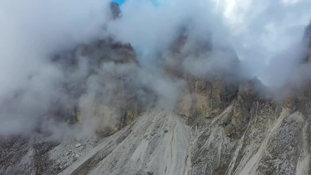 Aerial video of Monte Re Gosla in the Italian Dolomites (Passo Gio)
