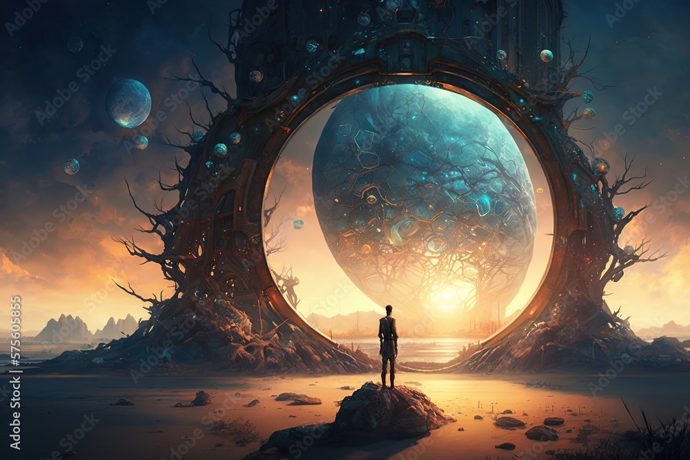 Poster artificial life on a timeless journey across distant realms generative ai