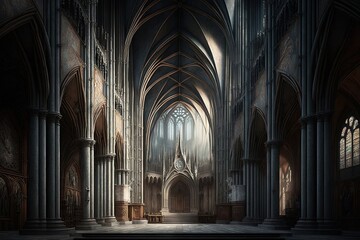 Fototapeta premium The Awe-Inspiring Gothic Splendor of a Sainted Cathedral Generative AI