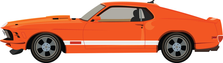 Vintage sports car orange color