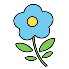 お花　花　かわいい　手描き　おしゃれ　水色