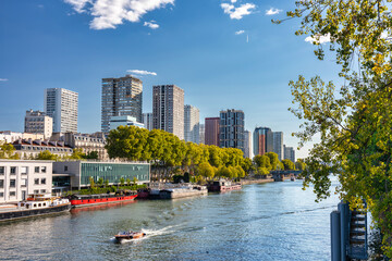 Beautiful scenery of Paris by the Seine river at autumn, France