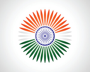 flag of india in circle petal design style vector