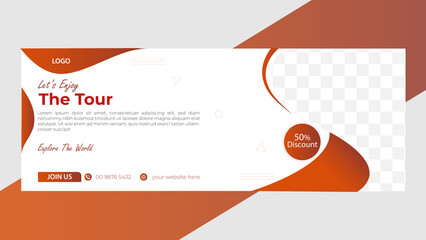 Travel tour agency Facebook cover design vector template, fully editable, advertising design, social media banner post, website banner, header, cover.