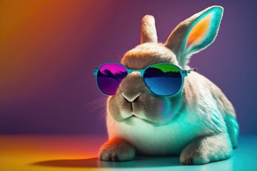 Cute Bunny with Sunglasses Showing Off its Coolness Generative AI
