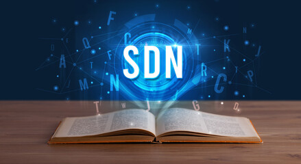 Technology abbreviation coming out from an open book