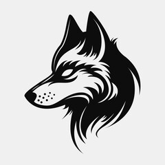 Wolf head logo. Black and white emblem. Vector illustration