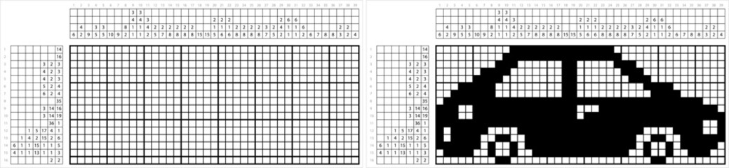 Fototapeta premium Car Nonogram Pixel Art M_2302001