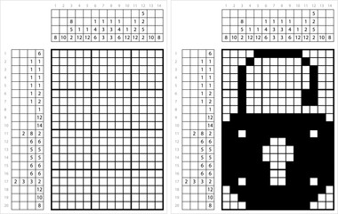 Fototapeta premium Lock Icon Nonogram Pixel Art M_2302003