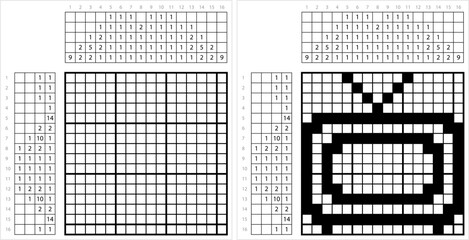 Fototapeta premium Tv Icon Nonogram Pixel Art M_2302002