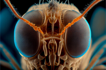 Close up of an insects face (fly) generative ai