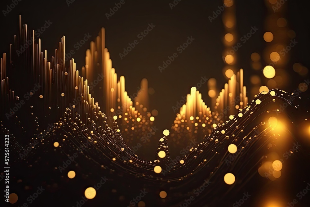 Aufkleber abstract blue or gold dot moving and growing connecting neural network. technology background. digit