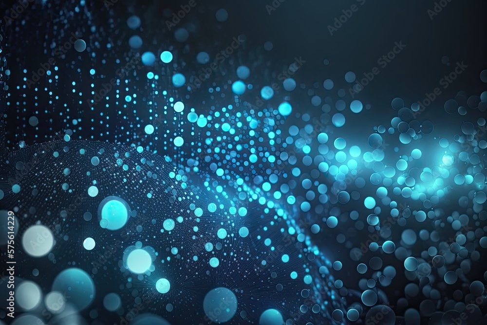 Aufkleber abstract blue or gold dot moving and growing connecting neural network. technology background. digit