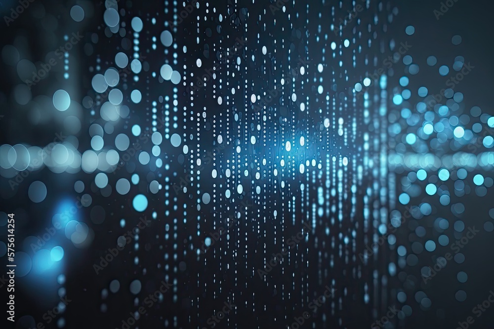 Aufkleber abstract blue or gold dot moving and growing connecting neural network. technology background. digit