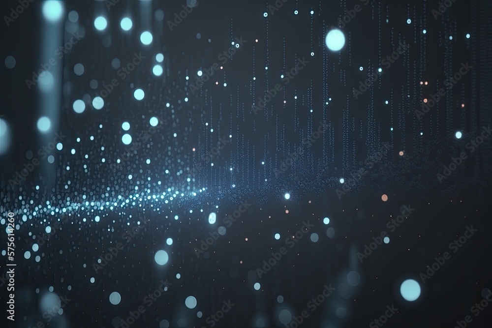 Aufkleber abstract blue or gold dot moving and growing connecting neural network. technology background. digit