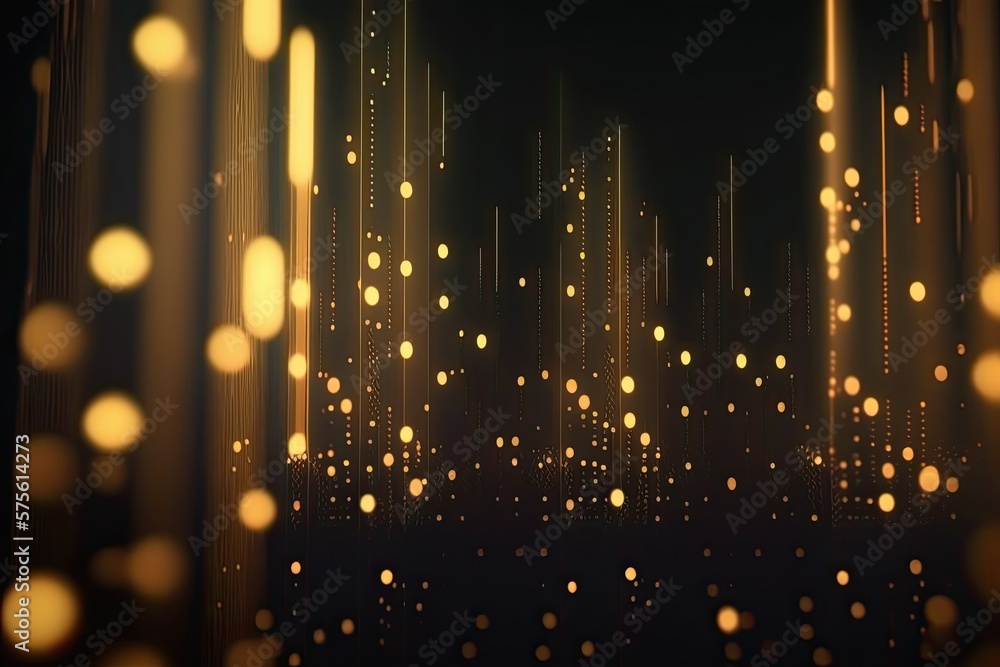 Aufkleber abstract blue or gold dot moving and growing connecting neural network. technology background. digit