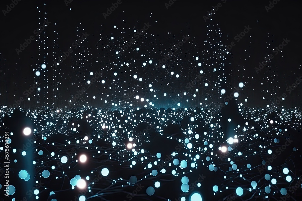 Aufkleber abstract blue or gold dot moving and growing connecting neural network. technology background. digit