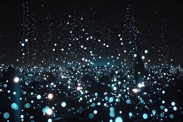 abstract blue or gold dot moving and growing connecting neural network. Technology background. Digital Big data transfer. Generative AI