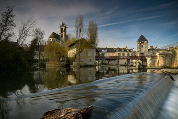 View on the medieval city of Moret sur Loing in Seine et Marne in France