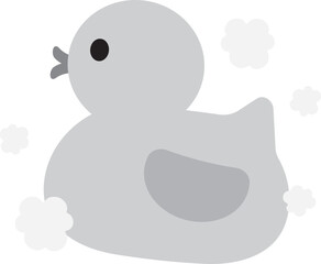 ゆるかわなおもちゃのアヒル　石鹼の泡　グレースケール