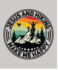 jesus and hiking make me happy t-shirt design
