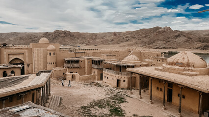 buildings of the old town in the steppe