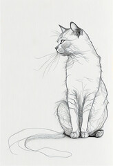 Sketch of a cat illustration in black and white