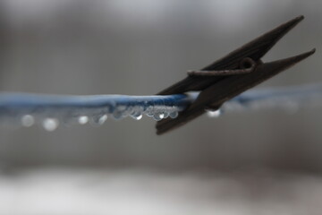 Raindrops on a clothesline