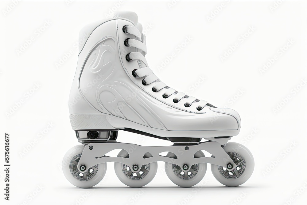 Poster isolated white background with a front view of roller skates. generative ai