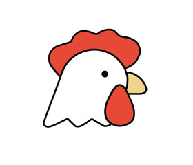 chicken head with red and white color