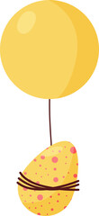 Flying Yellow Egg on Yellow Air Balloon. PNG