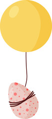 Flying Pink Egg on Yellow Air Balloon. PNG