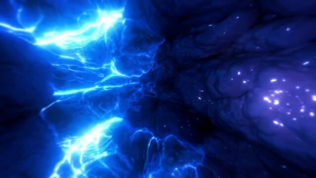 Flowing neon fire, smoke, wisp in fluid waves. 3D render. Abstract energy in space. Nebula Colourful and organic flow. 3D animation of the abstract morphing shape 