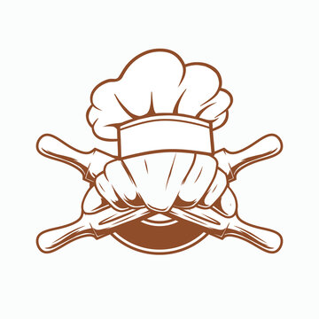 Croissant bread logo for bakery