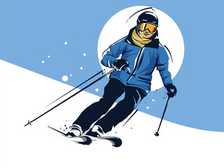 vector set of skiing logos, emblems and design elements