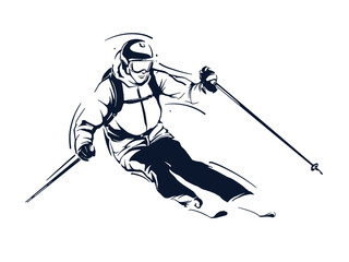 vector set of skiing logos, emblems and design elements