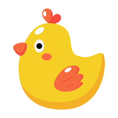 Cute little yellow duck character icon.