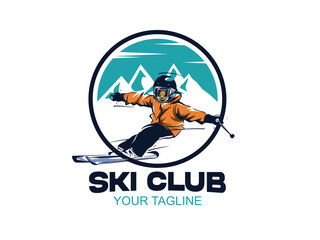vector set of skiing logos, emblems and design elements