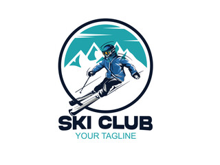 vector set of skiing logos, emblems and design elements