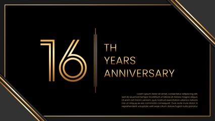 16th year anniversary design template. vector template illustration