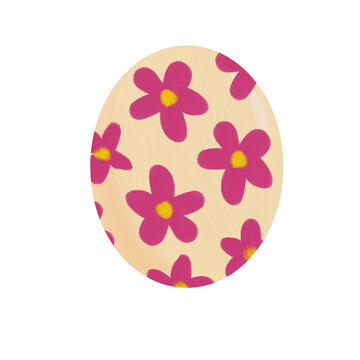 easter egg oilpaint with transparency background_dark pink flower with yellow center 