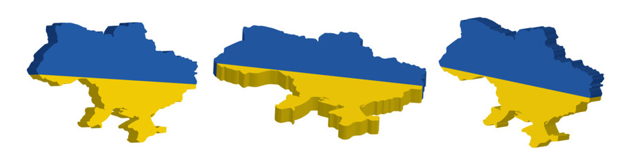 Realistic 3D Map of Ukraine Vector Design Template