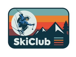 vector set of skiing logos, emblems and design elements