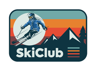 vector set of skiing logos, emblems and design elements