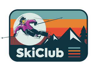 vector set of skiing logos, emblems and design elements