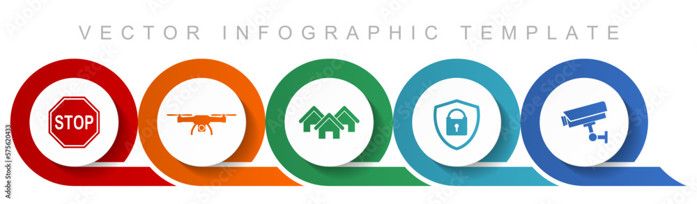 Poster home security icon set, miscellaneous icons such as stop sign, drone, house, cctv camera and padlock