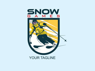 vector set of skiing logos, emblems and design elements