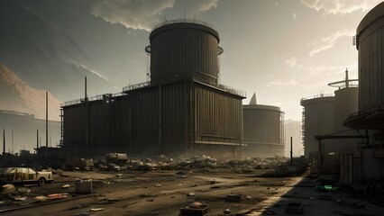 Obraz premium Visualization of a post-apocalyptic world. Generative AI